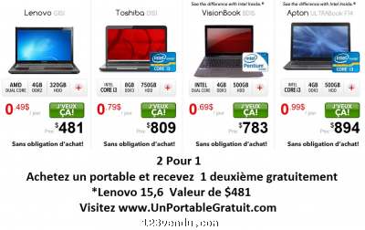 Annonces classees img:preview Achete un portable et reçois 1 deuxieme gratuitement